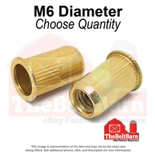 M6-1.0 Steel Small Flange Knurled Body Rivet Nuts Zinc Yellow Long (Choose Qty)