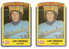 2 CARD LARY SORENSEN BASEBALL CARD LOT    #63