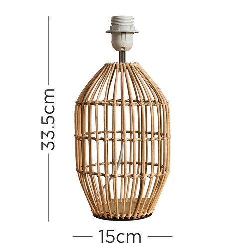Rattan Wicker Table Lamp Base Natural Lighting Bedside Reading Lounge Home Light - Picture 19 of 20