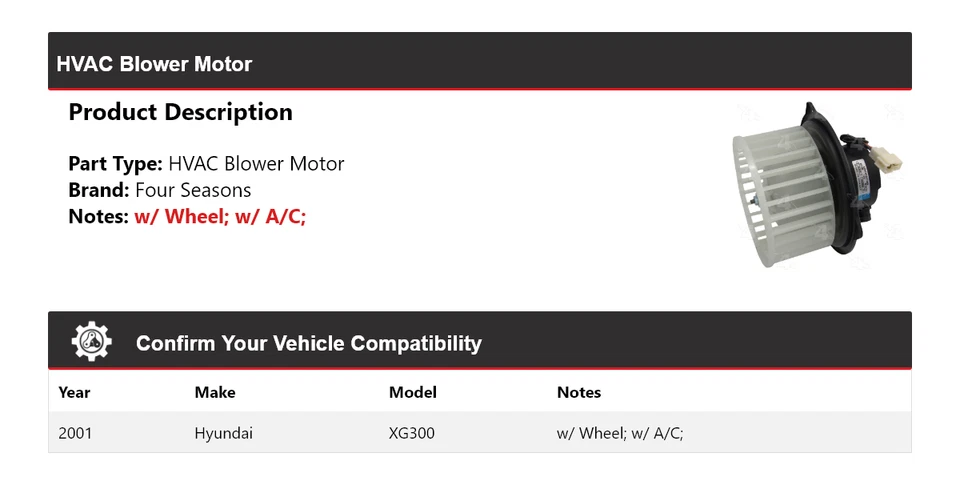 Motor soplador de climatización para Hyundai XG300 2001 4 estaciones Foto 2 de 4
