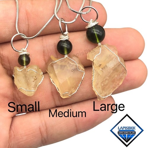 Natural Libyan Desert Glass Tektite with Moldavite Round Bead pendant 6 8 10 mm - Picture 6 of 6