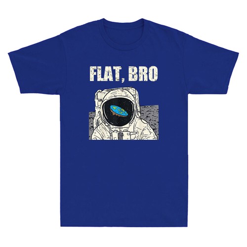 Flat Bro Astronaut Space Funny Earth Conspiracy Theory Gift Vintage Mens T-Shirt - Picture 7 of 8