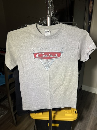 Disney Pixar Cars 2 Cotton Short Sleeve Gray Gildan T-Shirt Men's Size Small