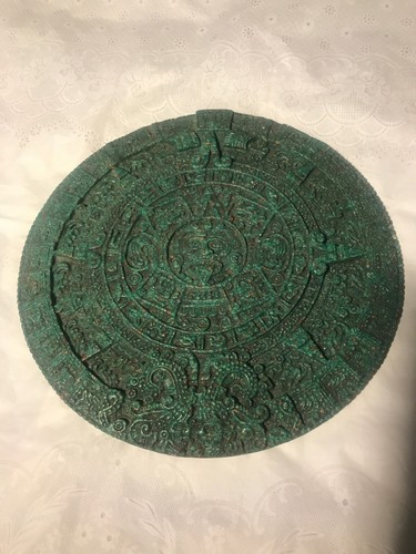 VTG 80s Beautifully Sculptured/ Painting Aztec Calendar From Mexico - Picture 3 of 8