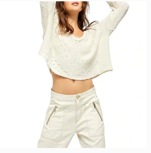 Seashell Cropped Sweater Ivory Pearl 