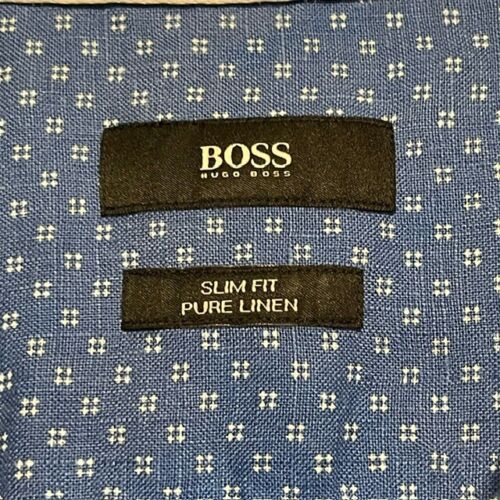 Boss Hugo BOSS Ronn Short Sleeve Shirt Mens L Slim Fit Pure Linen Preppy Stylish - Picture 3 of 18