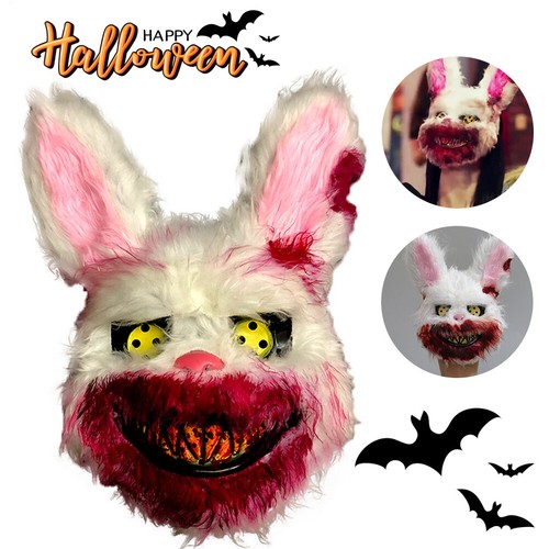 Bloody Scary Rabbit Head Bunny Face Mask Horror Movie Decor Halloween Costume - Bild 10 von 12