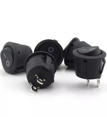 5x Circle Rocker Switches Round Small Mini ON/OFF AC 125V/250V Car/Truck DC 12V
