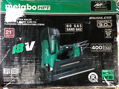 Metabo 18V Cordless Brushles 3-1/2 in 90mm 21- Degree  Strip Nailer NR1890DR(S)