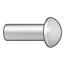 Zoro Select 350812 Solid Rivet, Round Head, 0.25 In Dia., 0.75 In L, Steel