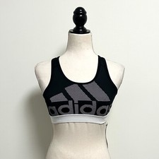 Adidas Black White Unpadded Racerback Mesh Back Sports Bra Girls Large NWT