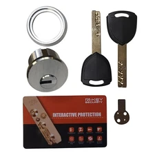 High Security Mortise Cylinder 1-1/8" Solid Brass w 2 Dimple Keys - Top Quality!