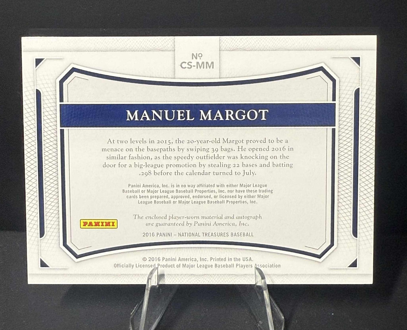 MANUEL MARGOT 2016 NATIONAL TREASURES  COLOSSAL PATCH AUTO SP /10 - PADRES view 2