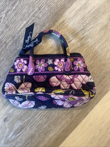 VERA BRADLEY MINI PURSE W/ HANDLES PURPLE FLORAL NIGHTINGALE - Picture 3 of 7