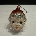Antique Early 20th c German Glass Baby Head Christmas Ornament w/Milk Glass Eyes