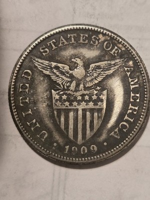 1909-S Philippine Silver Peso Foreign Coin Heavy Toning
