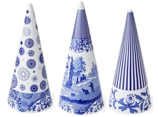 Spode Blue Italian Cone Shaped Topiary Made of Fine Porcelain