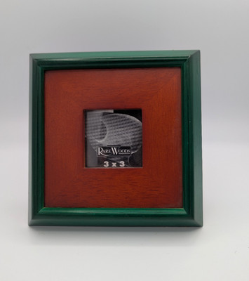 RARE WOODS DAX Square Wooden Picture Frame - Green/English Walnut  3'' x 3'' image