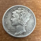 1937-P MERCURY DIME *90% SILVER, KM #140, Actual Coin Shown.