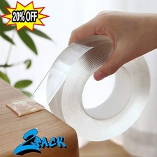 16.5FT Transparent Tape Double Sided Traceless Washable Adhesive Invisible Gel