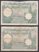 [CIR 2 Notes] 1936, 1937 Algeria 50 Francs P-80a [019-3]