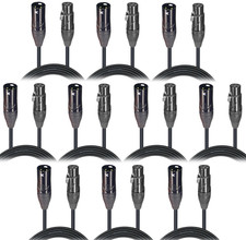 ProX XC-DMX10 10-Pack 10 Ft DMX Male to Female 3-Pin Cable Professional Stage