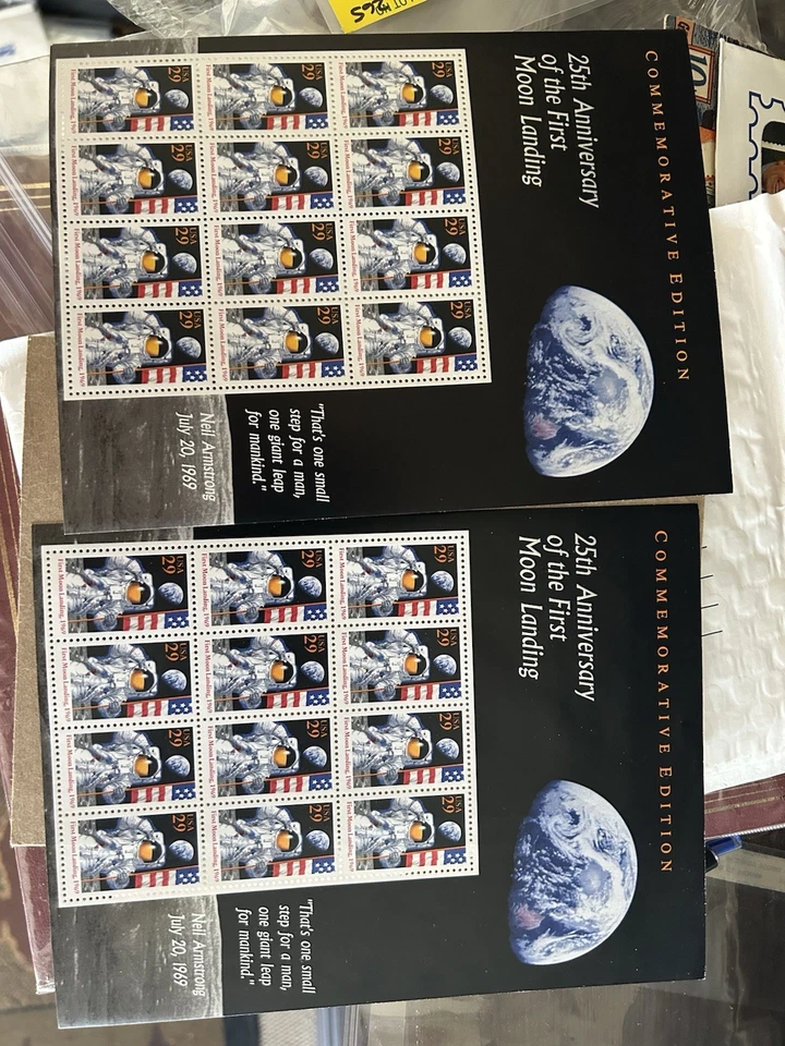 Stamps Collection Moon Landing New Uncanceled Sheet 2 Page One  Fridge Magnet - Image 3 of 3