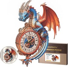 3D Wooden Puzzle Clock for Adults, Dragon Clock Kit with Pendulum NEW