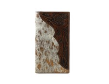 Nocona Western Wallet Men Rodeo Calf Hair Floral Tooled Brown N5413102