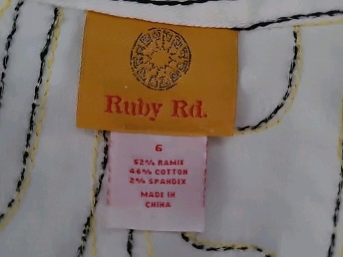 Vintage Ruby Rd Denim Artsy Jacket Womens Size 6 White Black Retro Artsy - Picture 8 of 10