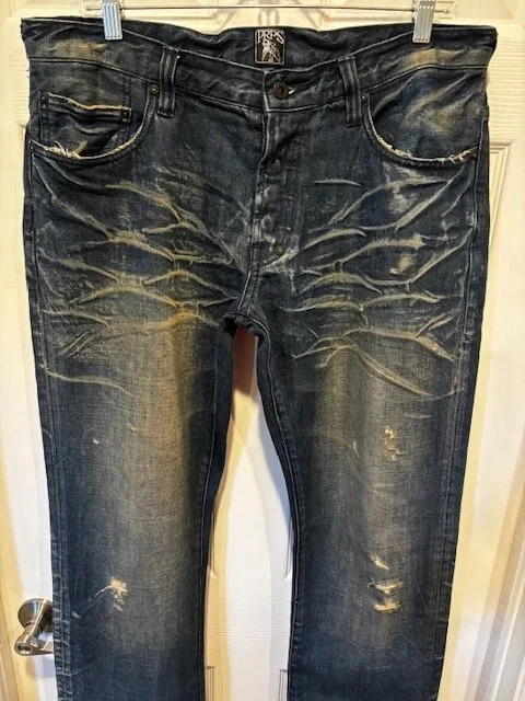 NWOT $398 PRPS GOODS CO E79P69X BARRACUDA INDIGO VINTAGE DIRTY WASH JEANS 34 W36 - Image 2 of 4
