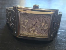 Kenneth Cole Reaction Watch Mens Silver Tone Metal Band Rectangular Face Quartz