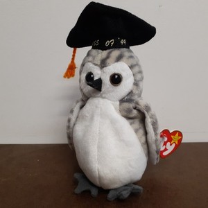 TY Beanie Babies Wiser The Owl Graduating Class Of 99' Bean Bag Stuffed Animal
