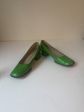 Vintage 1960s Connie Low Block Heel Shoes Geen Groovy 