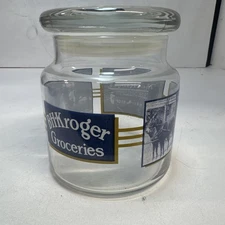 Vintage Anchor Hocking BH Kroger Groceries Glass Jar & Lid Advertising