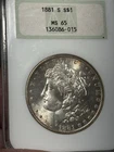 1881 -S $1 NGC MS-65  3.0 Gold Embossed Fatty Holder Morgan Silver Dollar Gem