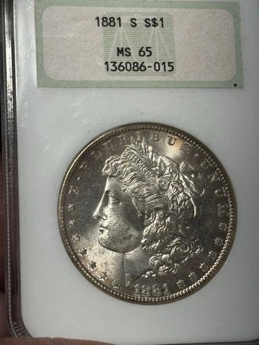 1881 -S $1 NGC MS-65  3.0 Gold Embossed Fatty Holder Morgan Silver Dollar Gem