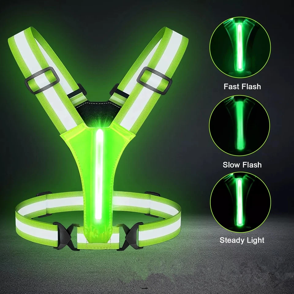 Elastic Webbing LED Reflective Running Vest High Visibility USB Rechargeable - Image 2 of 4
