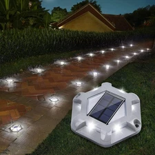 Solar Deck Lights Driveway Dock Lights, 12-Pack Waterproof Outdoor LED Alumin...