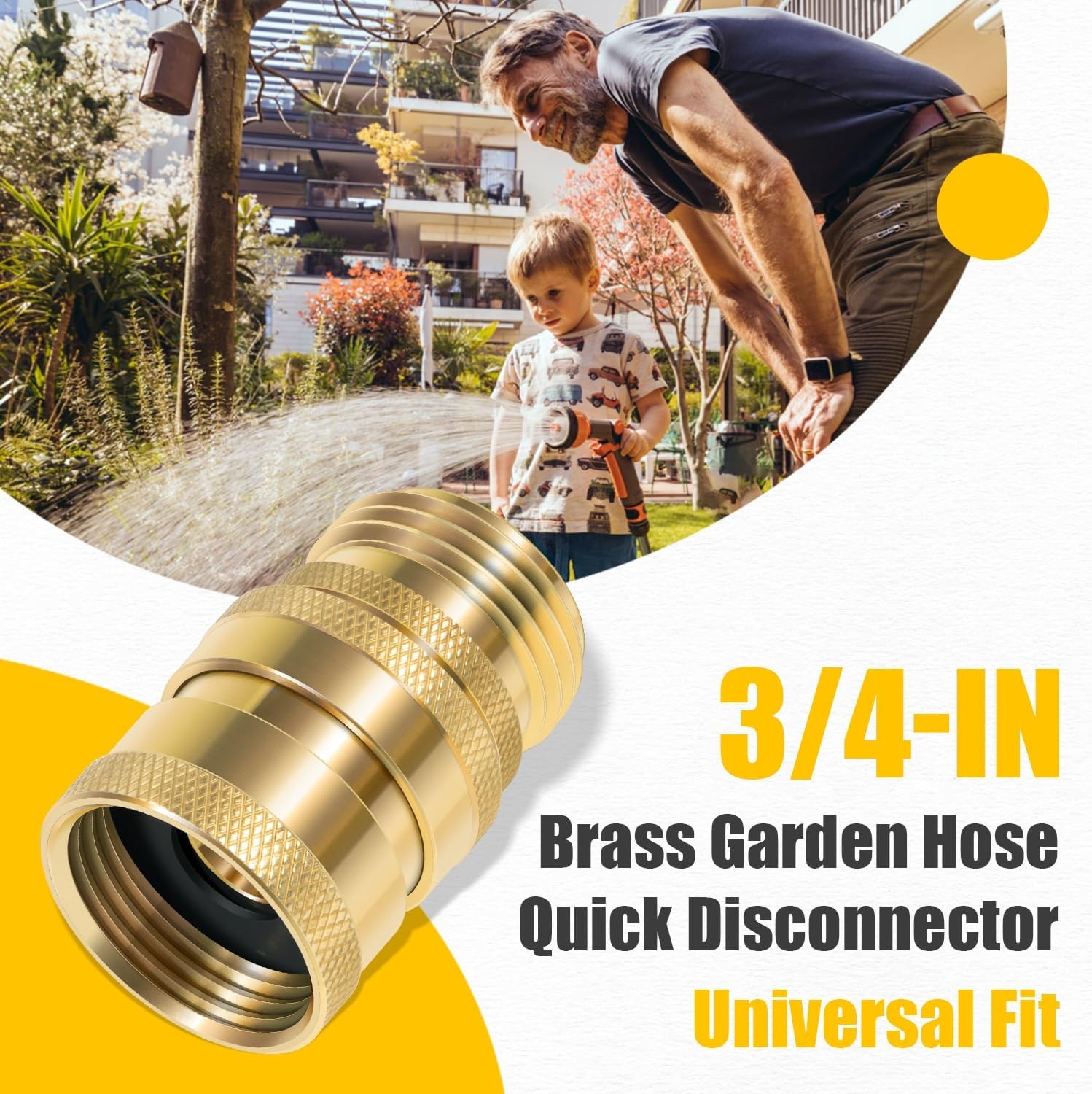 for Dramm 22729 Brass Hose Coupler Quick Disconnect Connect 3/4” GHT Male Female