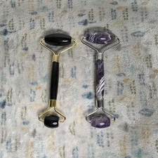 Amethyst Purple & Onyx Black Face Rollers