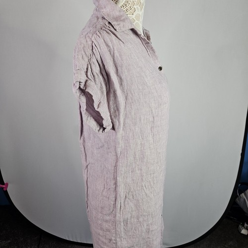 C & C California Linen Shirt Dress Womens S Lavender Button Front Midi Casual - Picture 3 of 9