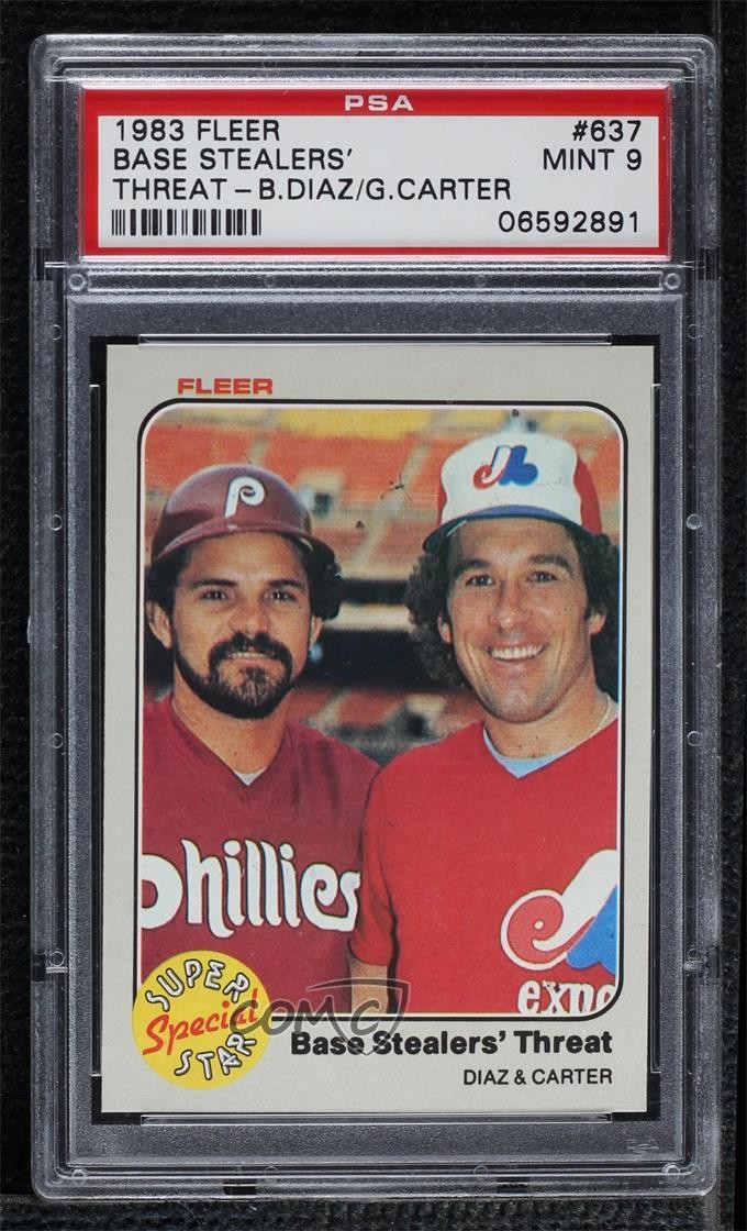 1983 Fleer Bo Diaz Gary Carter #637 PSA 9 MINT HOF 1dm4