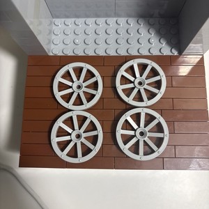 4x Light Grey Lego Wagon Wheels
