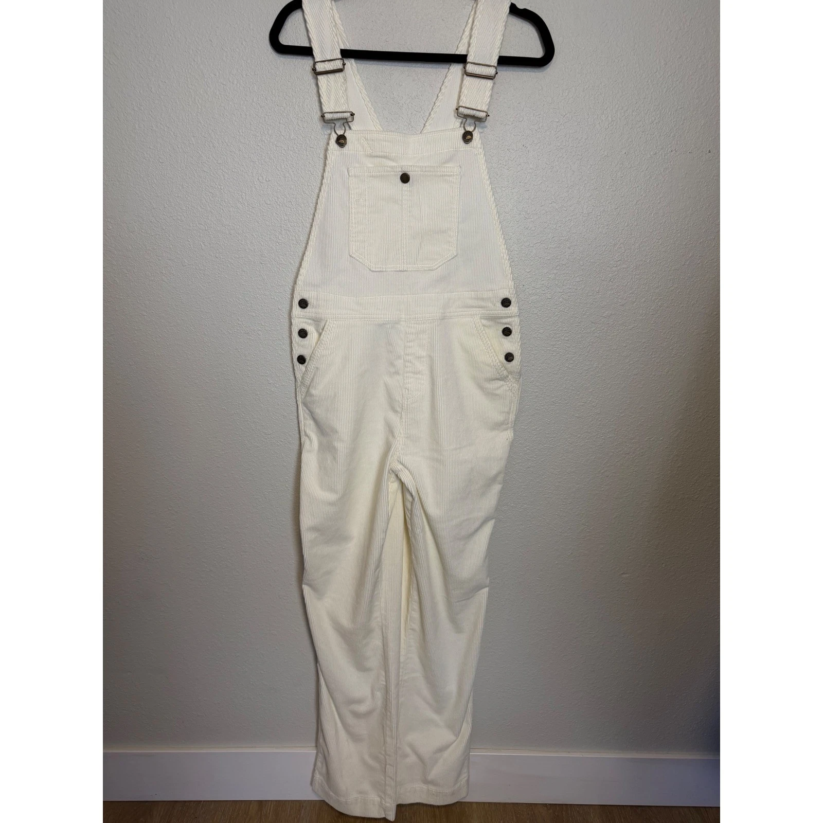 Faherty Organic Cotton Corduroy Overalls Egret Off-White WBH2107EGR Size L