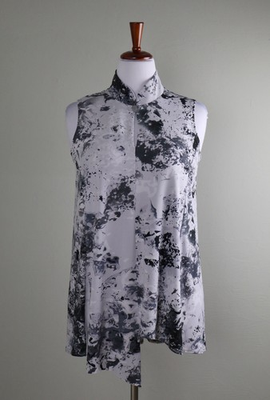 #ad SYMPLI $123 Slinky Stretch Keyhole Mandarin Collar Sleeveless Tunic Top Size 10 $28.49