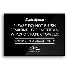 3.5x5 Inch Septic System Bathroom Sign, Do Not Flush Feminine Hygiene Items, ...