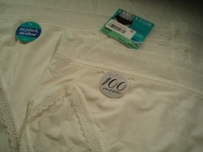 NEW Tags 2 Vanity Fair Lace Hi-Cut Panties Size 7 8 Ivory sheer Coconut GIFT 2