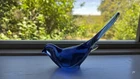 Fenton Glass Long Tail Bird UV Reactive Blue Violet Nice Condition