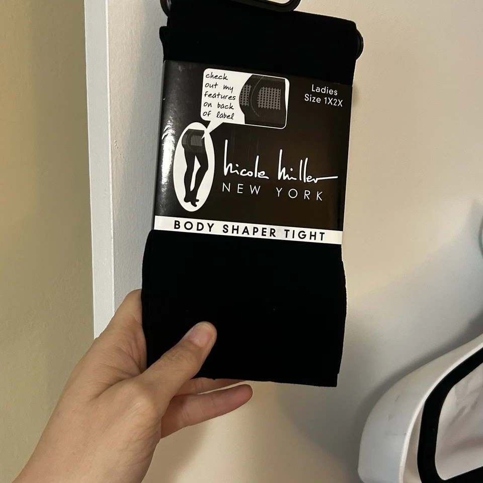 Nicole Miller Body Shaper Tights Plus Size Black New Plus Size 1x Lifts Tucks - Image 4 of 4